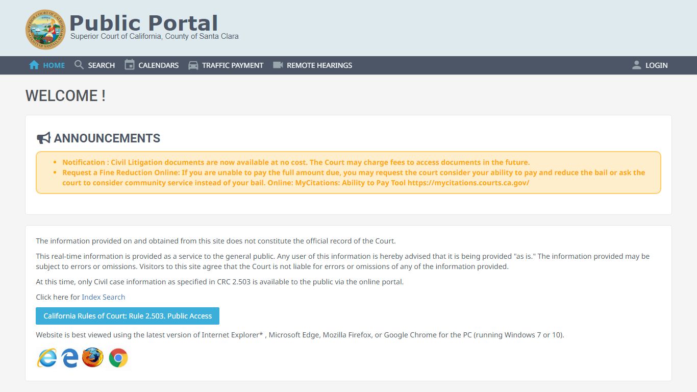 Public Portal - Superior Court of California, County of Santa Clara